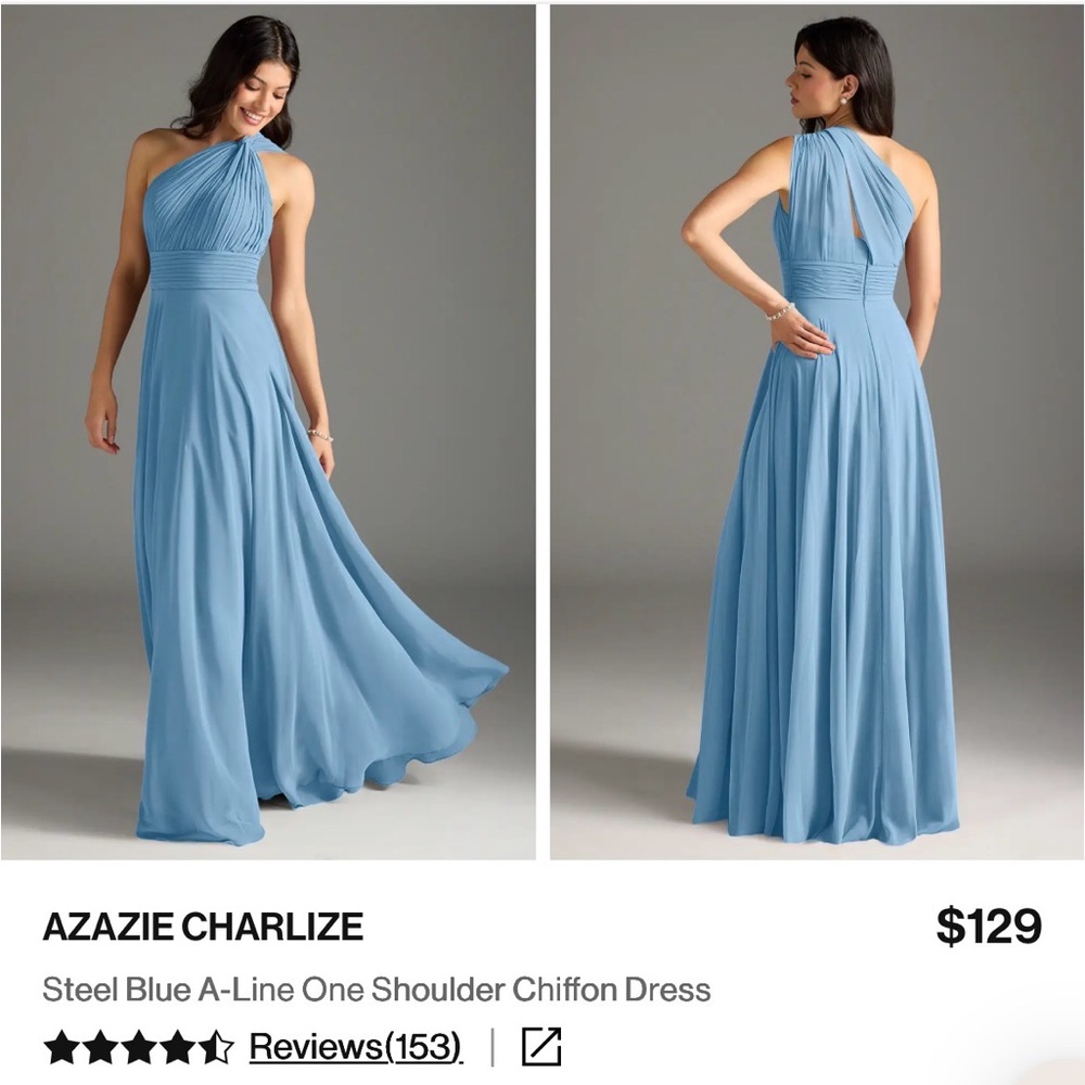 Azazie One Shoulder Dress in Steel Blue